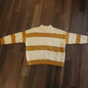 Frnch Paris Striped Mock Neck Turtle Neck Dolman